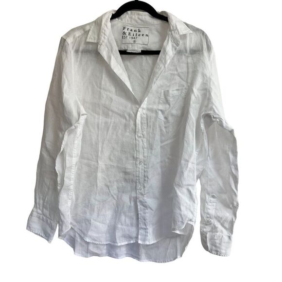 Frank & Eileen Eileen Shirt Women's Small White Crinkle Long Sleeve Button Down - Picture 3 of 8
